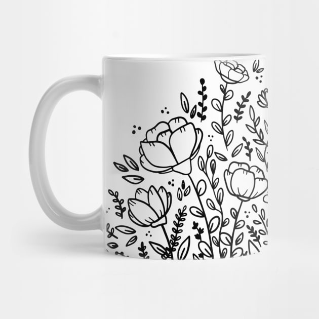 Black and white floral drawing by bigmomentsdesign